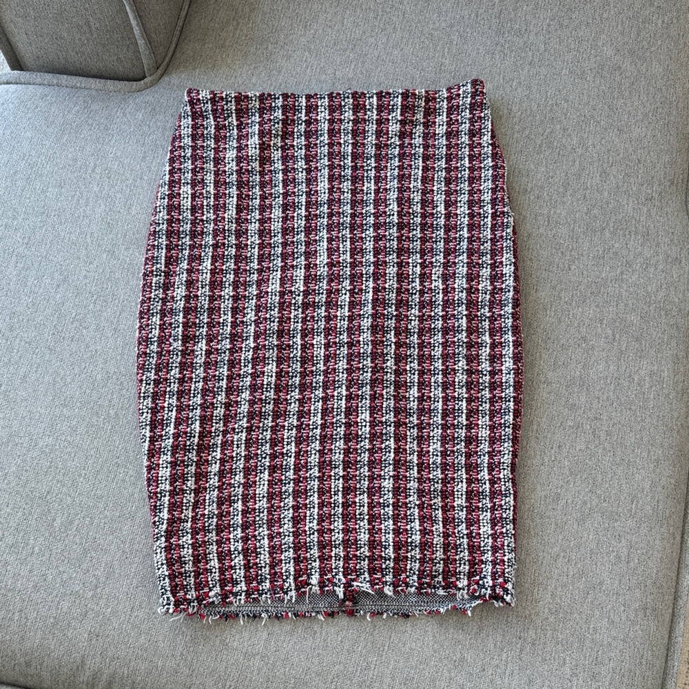 Bailey 44 Red and Black Tweed Pencil Skirt